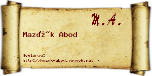 Mazák Abod névjegykártya